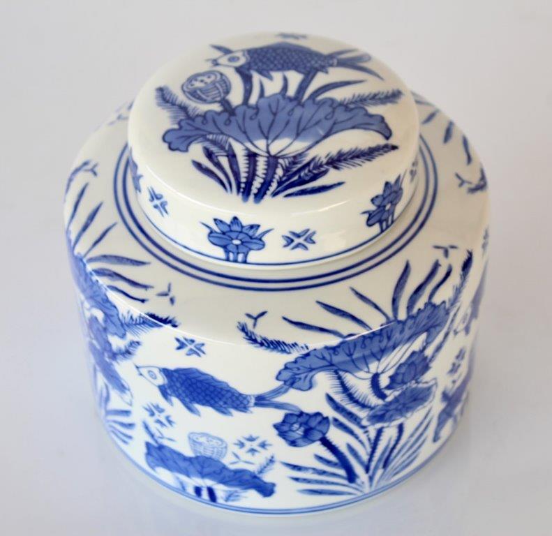 Blue Fish Jar With Lid